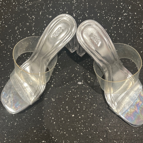Zara Vinyl Sandals with Methacrylate Heels - Picture 1 of 2